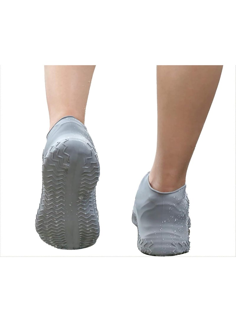 Meetion Waterproof Silicone Shoe Covers, Reusable Shoe Covers for Men Women, Non Slip, Rain Covers for Shoes Grey X-Large - Image 3