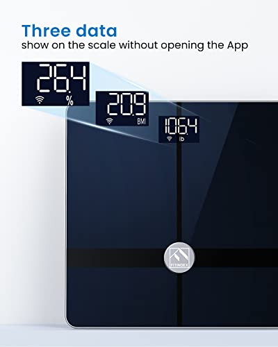 FITINDEX Wi-Fi Scale for Body Weight, Smart Scale with BMI, Body Fat, Muscle Mass, Digital, Bluetooth, Bathroom,13 Body Composition Analysis Health Monitor - Image 2