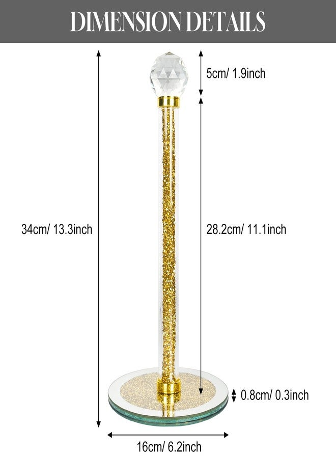 TOPSKY Paper Towel Holder Stand,Gold Countertop Paper Towel Roll Dispenser Holders with Round Base, Tissue Countert Filled with Crystal Sparkly Crushed Diamonds House Decor for Kitchen Bathroom，Heavy Weight - Image 4