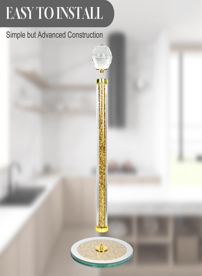 TOPSKY Paper Towel Holder Stand,Gold Countertop Paper Towel Roll Dispenser Holders with Round Base, Tissue Countert Filled with Crystal Sparkly Crushed Diamonds House Decor for Kitchen Bathroom，Heavy Weight - Image 5