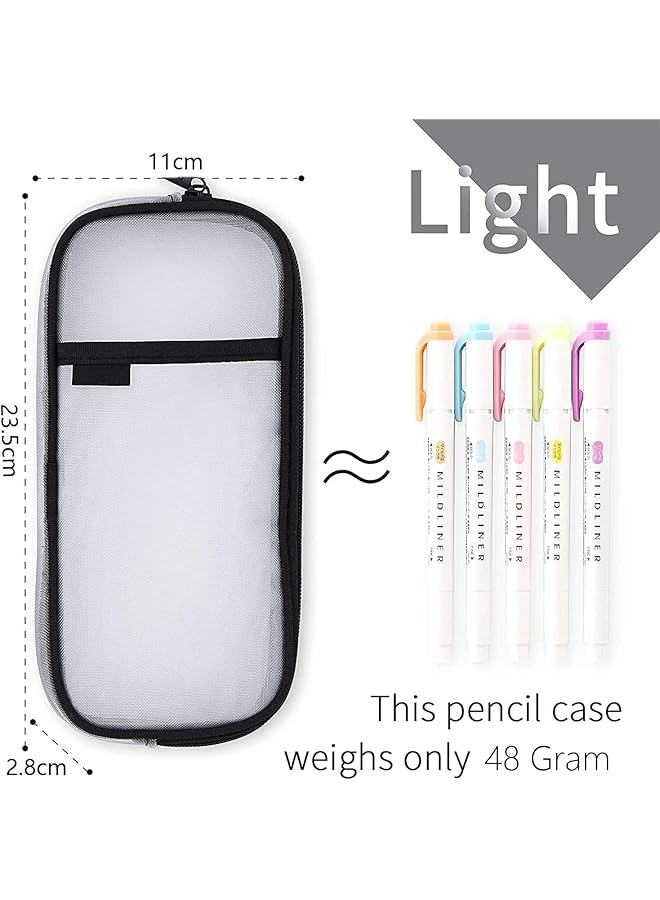 أكس سبرينج حافظة أقلام شبكية شفافة مع حقيبة أقلام شبكية لتخزين أدوات التجميل وحقيبة أقلام شفافة بسحاب وحقيبة أقلام شفافة للامتحانات وحقيبة قرطاسية شفافة متعددة الوظائف - Image 4