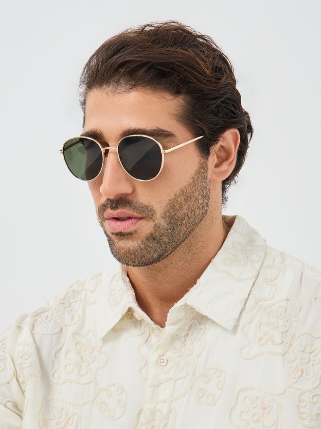 Styli Styli Green Round Sunglasses with Nose Pads - Image 2
