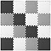 ProSource Foam Puzzle Floor Play Mat for Kids and Babies with Solid Colors 36 or 16 Interlocking Tiles with Borders BlackGreyWhite - Image 3