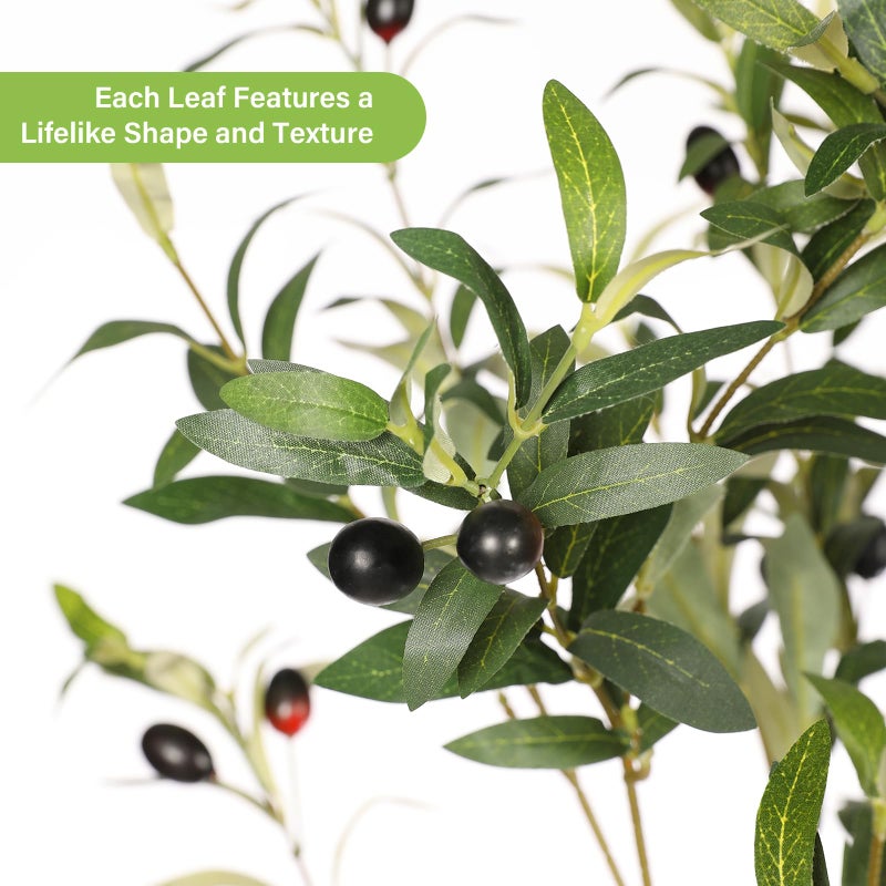 FEELEAD 6ft Faux Olive Tree â€“ Tall Artificial Olive Tree with Natural Trunk, Fake Olive Tree Indoor Decor, Olive Plant Artificial Indoor for Home and Office - Image 2
