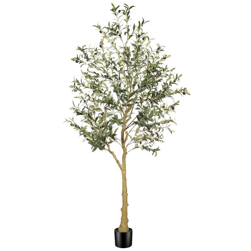 FEELEAD 6ft Faux Olive Tree â€“ Tall Artificial Olive Tree with Natural Trunk, Fake Olive Tree Indoor Decor, Olive Plant Artificial Indoor for Home and Office - Image 1