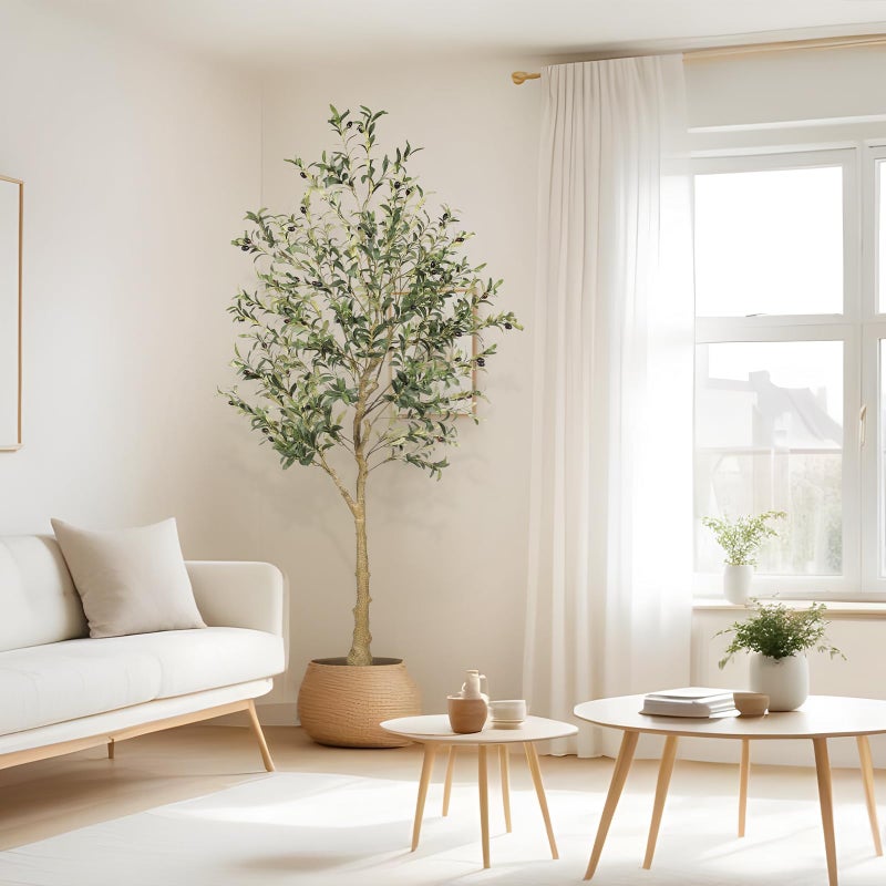 FEELEAD 6ft Faux Olive Tree â€“ Tall Artificial Olive Tree with Natural Trunk, Fake Olive Tree Indoor Decor, Olive Plant Artificial Indoor for Home and Office - Image 5