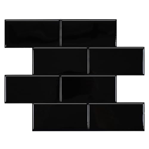 Homeart Black Peel and Stick Backsplash Subway Tile Self Adhesive Wall Tiles Kitchen Backsplash Stick on Tile 10x 10 10 Sheets - Image 1