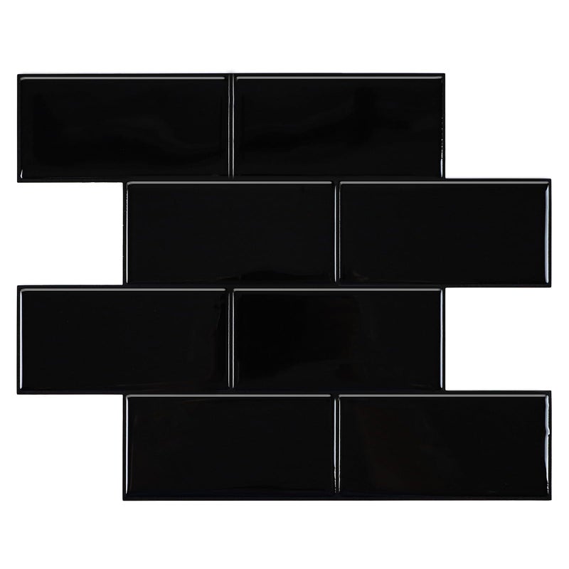 Homeart Black Peel and Stick Backsplash Subway Tile Self Adhesive Wall Tiles Kitchen Backsplash Stick on Tile 10x 10 10 Sheets - Image 2