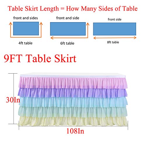 HB HBB MAGIC Unicorn Table Skirt Rainbow Tablecloth for Rectangle Table 9ft Fiesta Baby Shower Girls Birthday Party Unicorn Party Wedding - Image 3