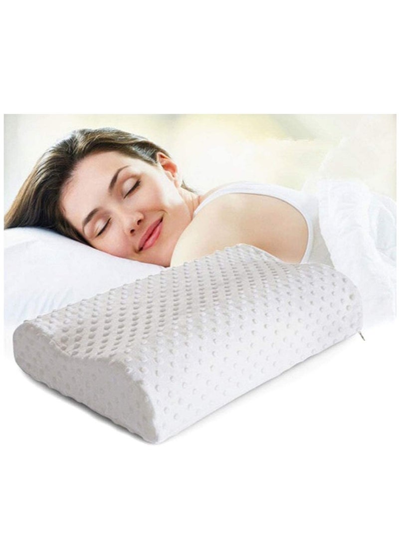 Gravity Cervical Orthopedic Memory Foam Pillow Standard Size Neck & Back Support Pillow for Sleeping with Removable Zipper Cover (23” L x 13.8” W x 4” H | Color: White | 2pcs Set  - Image 1