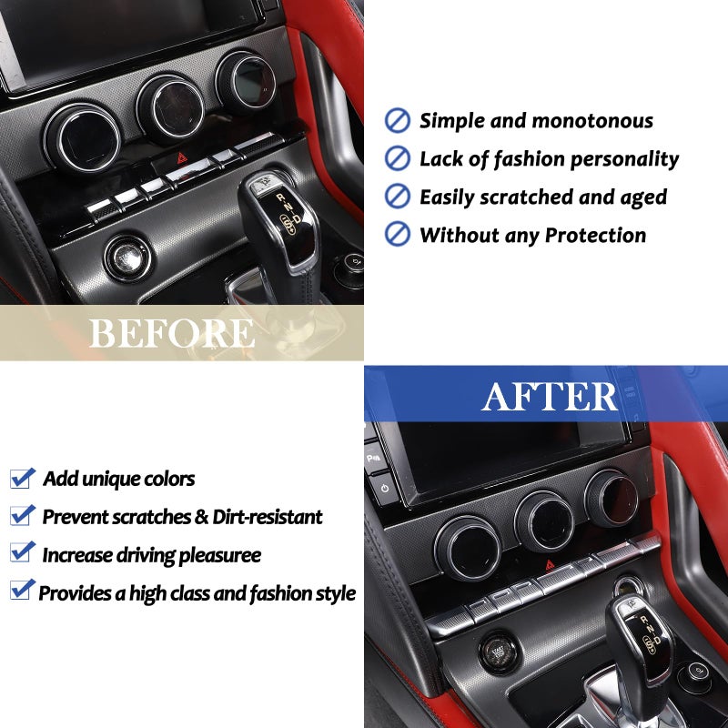 Generic Daeiclru Center Console AC Air Conditioner Button Switch Cover Trim Compatible with Jaguar F-Type 2013-2024, Center Console Switch Button Cover Trim Interior Accessories, 8PCS (Silver)  - Image 2