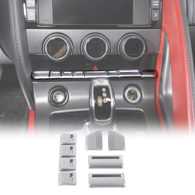 Generic Daeiclru Center Console AC Air Conditioner Button Switch Cover Trim Compatible with Jaguar F-Type 2013-2024, Center Console Switch Button Cover Trim Interior Accessories, 8PCS (Silver)  - Image 1