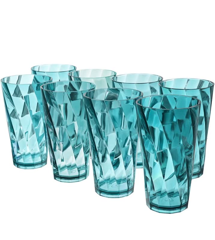 SORATH 8 Pcs Twister Unbreakable Transparent BPA Free Food Grade Plastic Fiber Drinking Water Glass Set Juice Glass Cocktail Lassi Soda Milkshake Beer Glass Wine Glass Set - Image 1