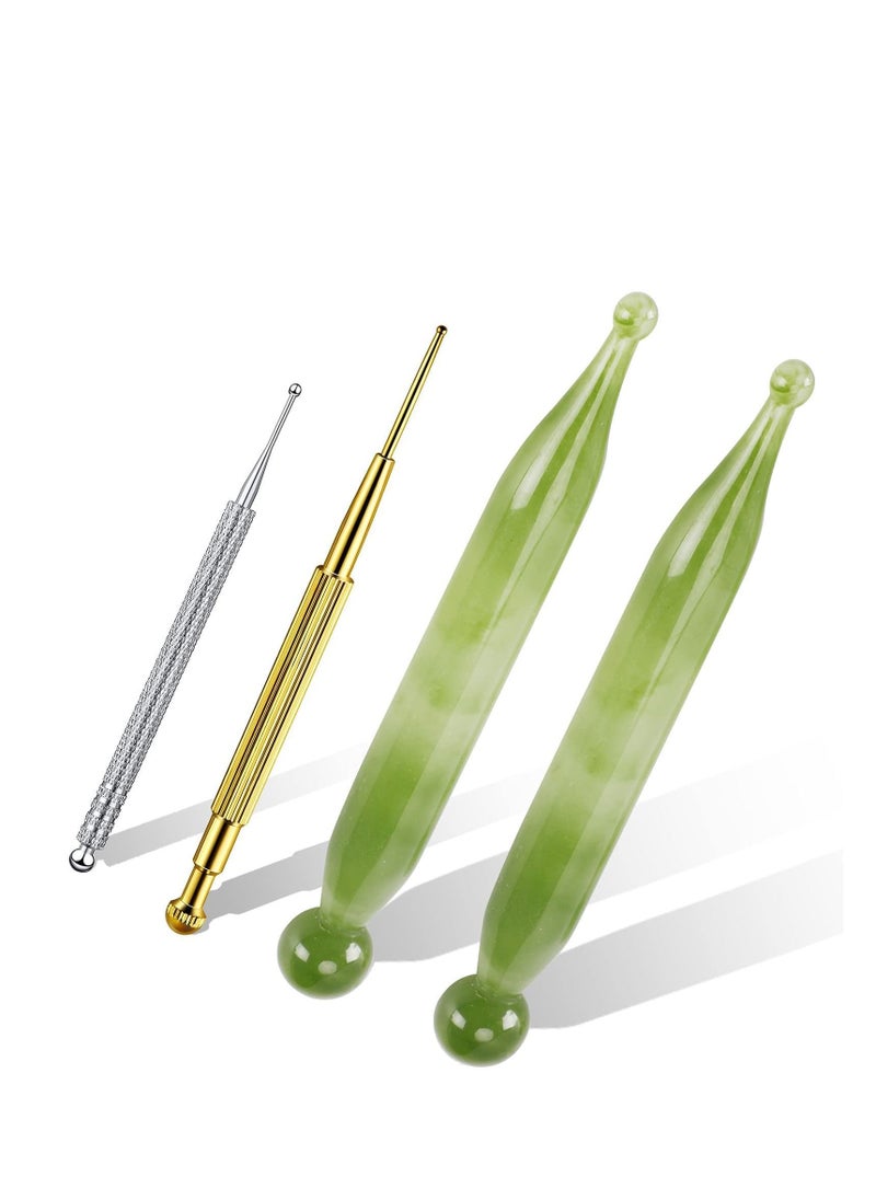 NIBEMINENT Massage Tools Acupuncture Pen Self Gua Sha Pointing with Silver Stainless Steel Ear Point Gold Double Headed 4PCS  - Image 1