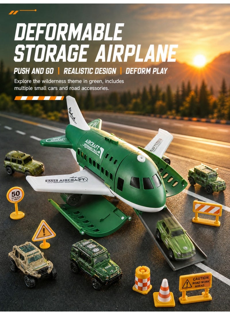 Airplane Toys For 2 3 4 5 Year Old Boys & Girls,Huge Transport Cargo Airplane With 4 Construction Cars & 8 Accessories,Great Toy Cars Plane For Kids Toddlers Girls Boys - Image 1