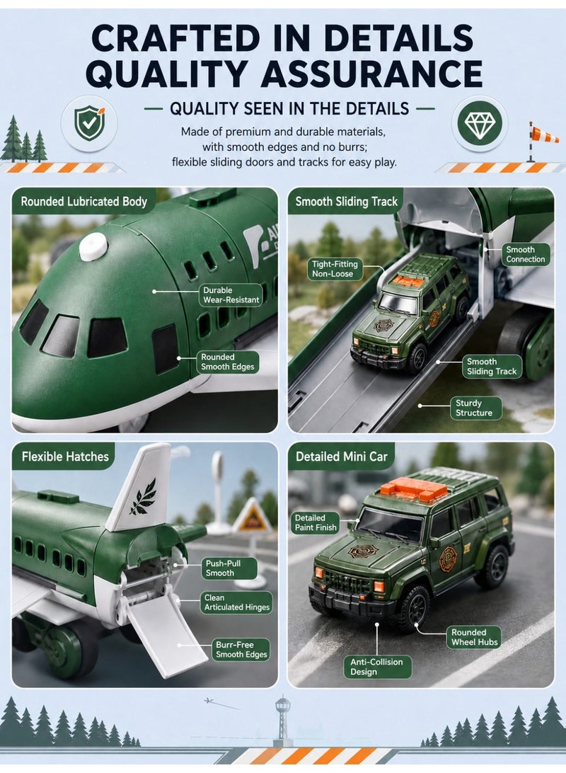 Airplane Toys For 2 3 4 5 Year Old Boys & Girls,Huge Transport Cargo Airplane With 4 Construction Cars & 8 Accessories,Great Toy Cars Plane For Kids Toddlers Girls Boys - Image 4