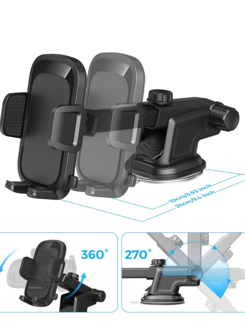 Car Phone Holder, Air Vent Mount, Dashboard Phone Holder Auto Suction Cup for Windshield/Smooth Desktop/Tile Wall, 360° Rotation&Extended Arm, Compatible with iPhone, Samsung, All 4''-7'' - Image 5