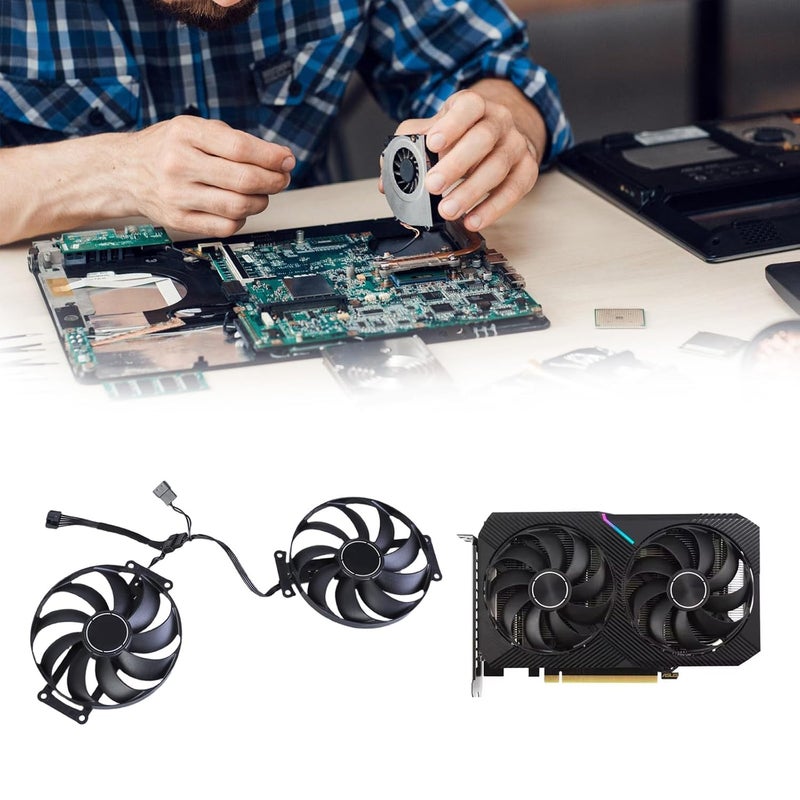 مروحة تبريد وحدة معالجة الرسومات 6Pin 9CM لمشتت حر��رة بطاقة الرسوميات RTX2060 2070 مع ثبات أثناء الاستخدام المكثف، رادياتير الكمبيوتر المحمول، تبريد وحدة معالجة الرسومات لتحرير الفيديو - Image 3