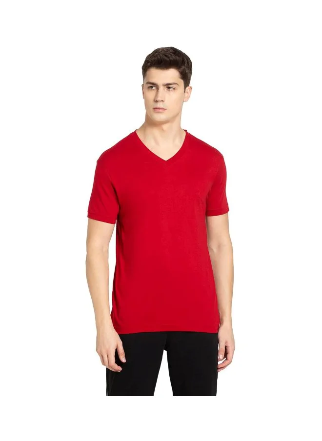 جوكي Jockey 2726 Men Super Combed Cotton Rich Solid V Neck Half Sleeve T Shirt