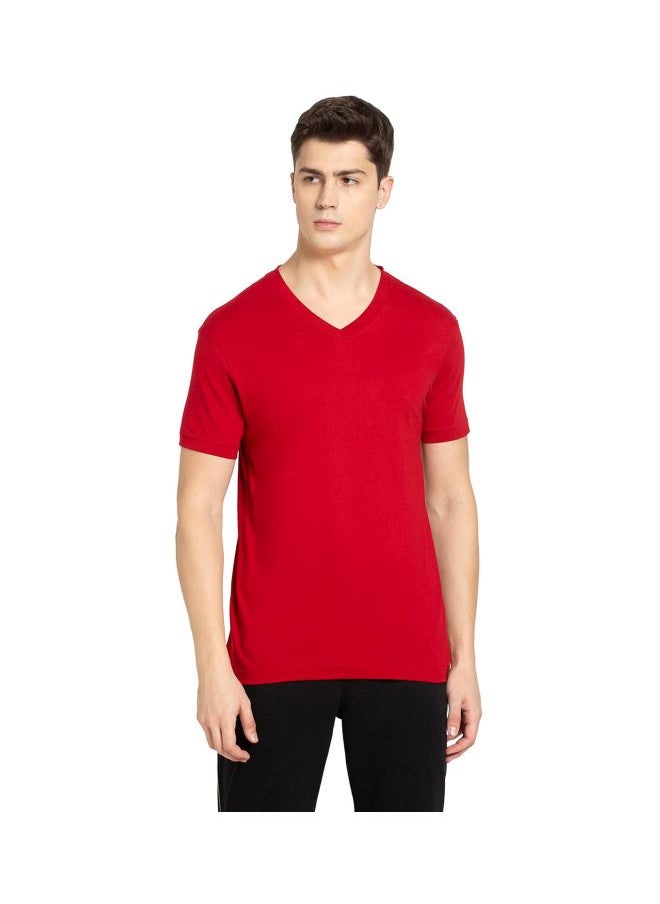 JOCKEY - Jockey 2726 Men Super Combed Cotton Rich Solid V Neck Half Sleeve T Shirt - Image 1