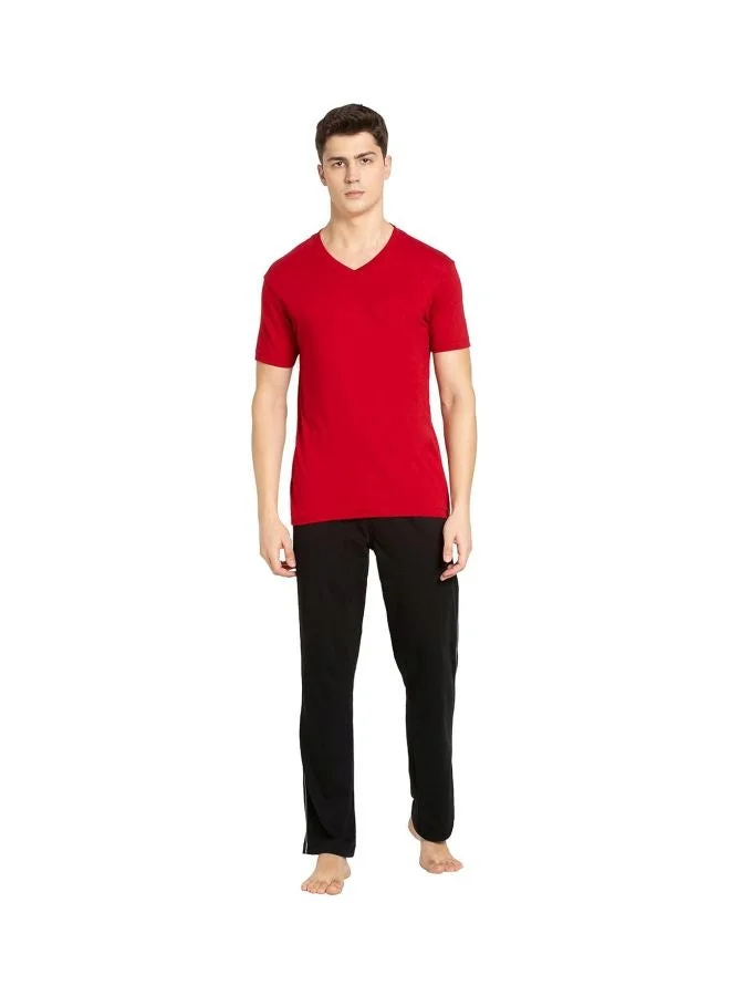 Jockey Shanghai Red 2726 Men Super Combed Cotton Rich Solid V Neck Half Sleeve T Shirt for Men | Best Price UAE