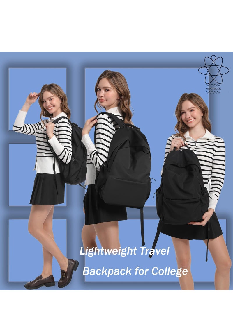 SYOSI Backpack for School Bookbags, Lightweight Waterproof Daily Backpacks for Men Women, School Backpacks Fits 15.6 Inch Notebook, Laptop Backpack for Work, College, Travel (Black) - Image 2