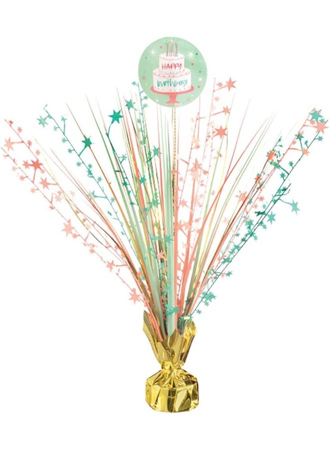 Amscan Happy Cake Day Spray Centerpiece Plastic & Foil Decoration - Image 1