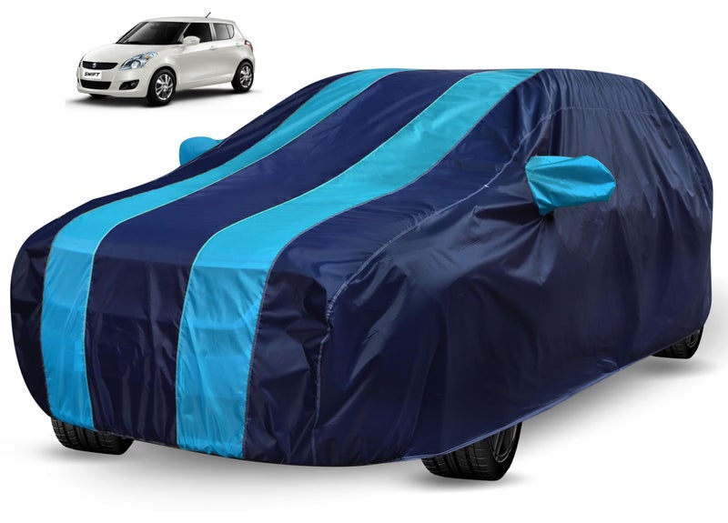 Auto Hub Car Cover Compatible with Maruti Swift (Model : 2005-2017) with Mirror Pocket, Water Resistant, Triple Stitched, Swift Car Cover, Navy-Blue - Image 1