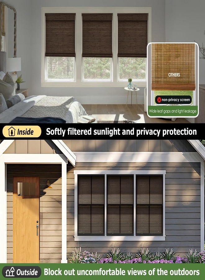 LazBlinds Cordless Bamboo Roman Shades, Privacy Blinds for Interior Windows, Room Darkening Roll Up Bamboo Blinds for Home & Patio, 26.5" W x 48" H, BDP-Espresso - Image 2