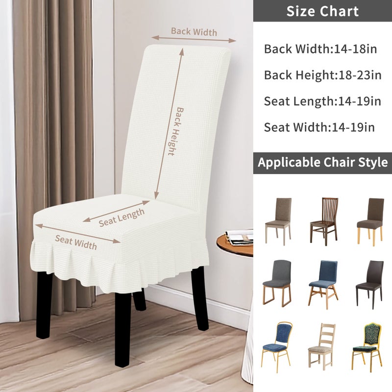 Easy-Going Dining Chair Covers Stretch Parsons Chair Slipcover with Skirt Chair Covers for Dining Room Restaurant Banquet (2 PCS, Cream) - Image 3