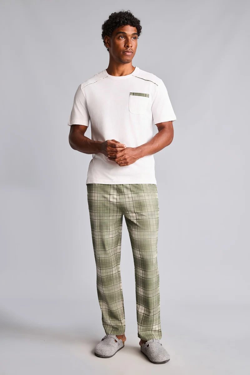 Defacto  100% Cotton New Regular Fit 2 Piece Pyjama Set for Men | Best Price UAE