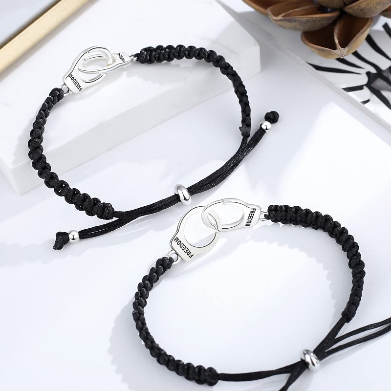 Desimtion Friendship Bracelets for Women, Partners in Crime Handcuff Matching Bracelets, Funny Best Friend Birthday Gifts for Women Unique BFF Bracelets for 2 - Image 3
