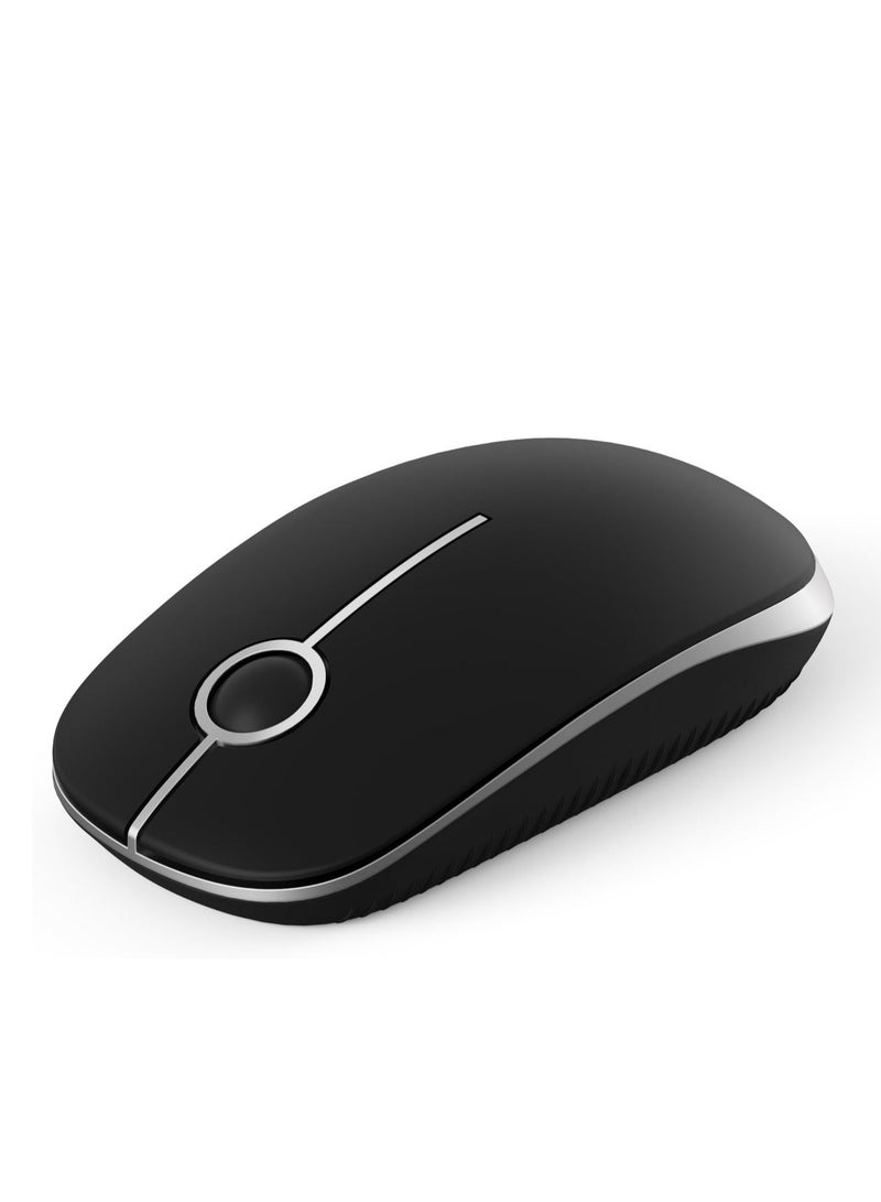 general Wireless Mouse, 2.4G Slim Portable Computer Mice with Nano Receiver for Notebook, PC, Laptop, Computer (Black and Silver) - Image 1