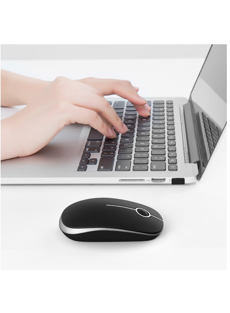 general Wireless Mouse, 2.4G Slim Portable Computer Mice with Nano Receiver for Notebook, PC, Laptop, Computer (Black and Silver) - Image 4
