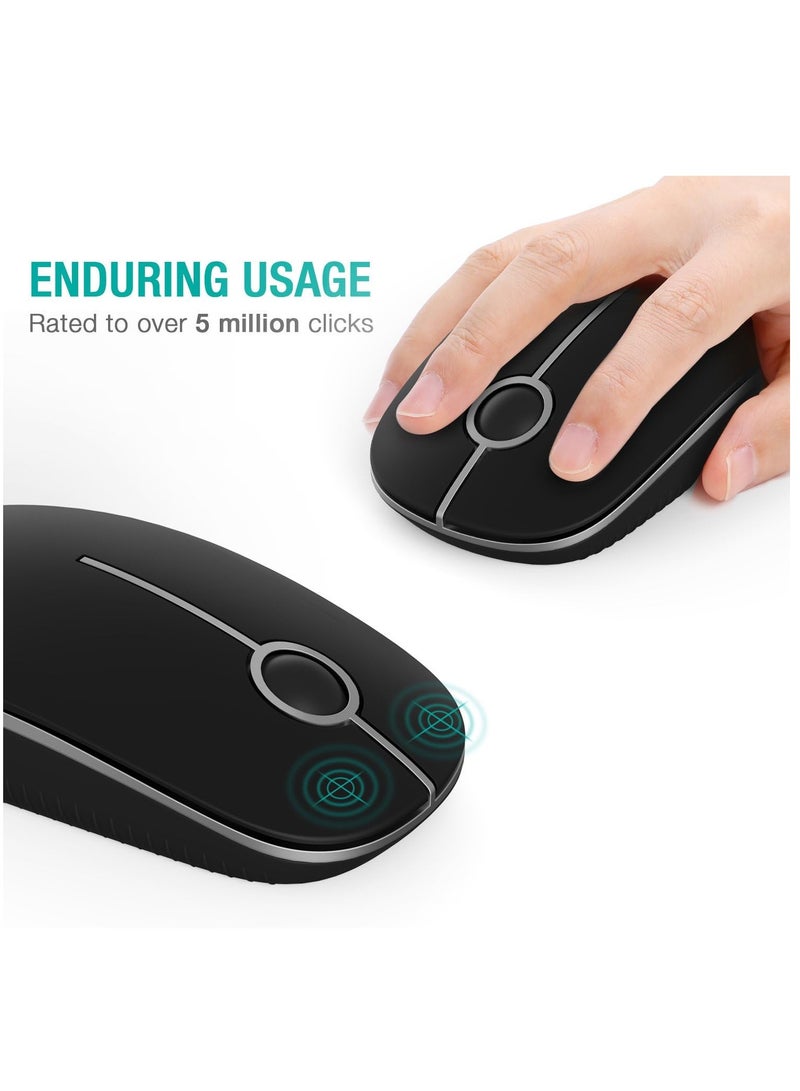 general Wireless Mouse, 2.4G Slim Portable Computer Mice with Nano Receiver for Notebook, PC, Laptop, Computer (Black and Silver) - Image 2