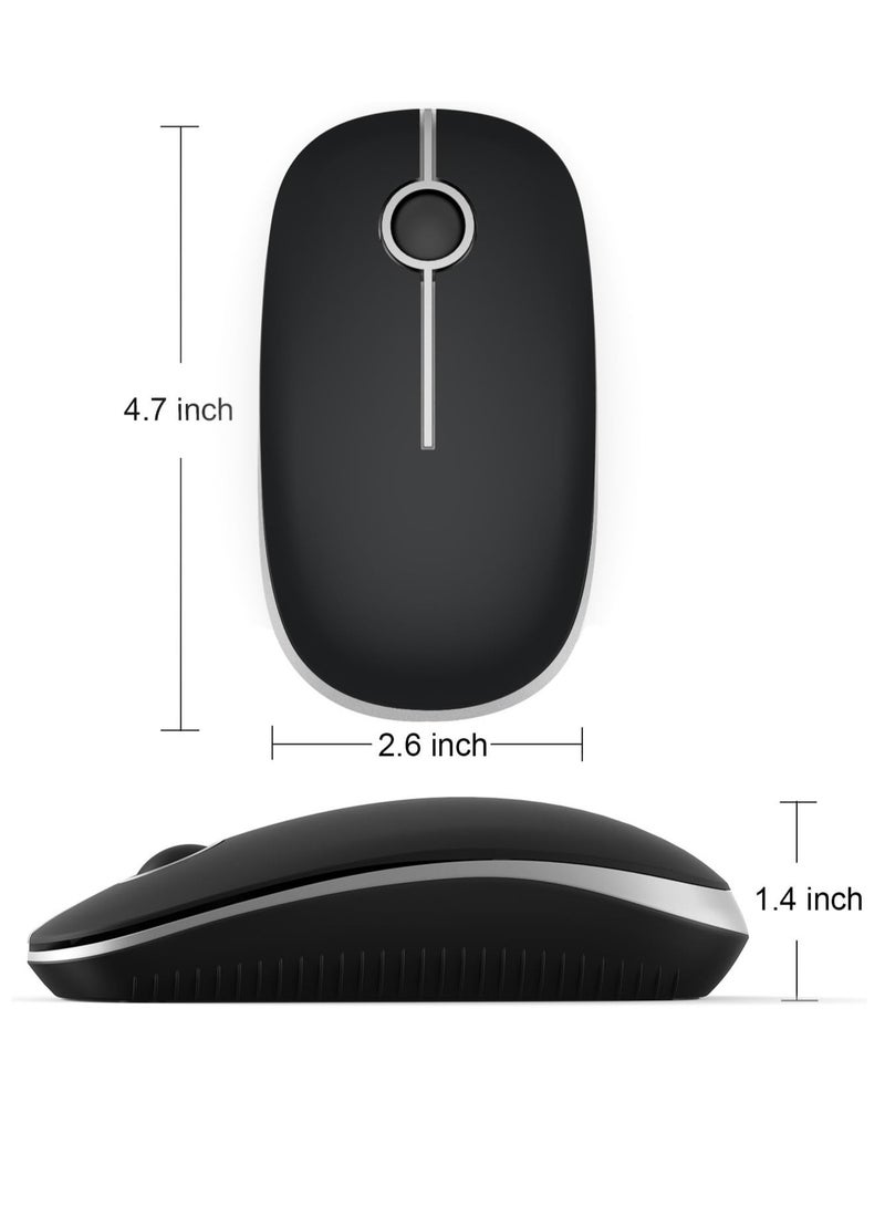 general Wireless Mouse, 2.4G Slim Portable Computer Mice with Nano Receiver for Notebook, PC, Laptop, Computer (Black and Silver) - Image 5