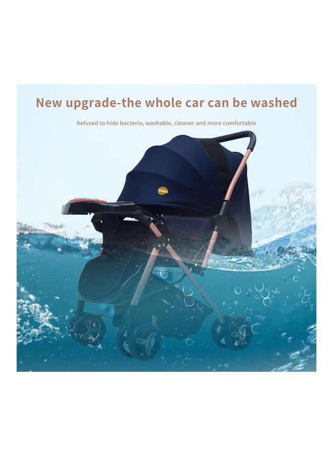 Two Way Push Baby Stroller With Adjustable Handles Blue