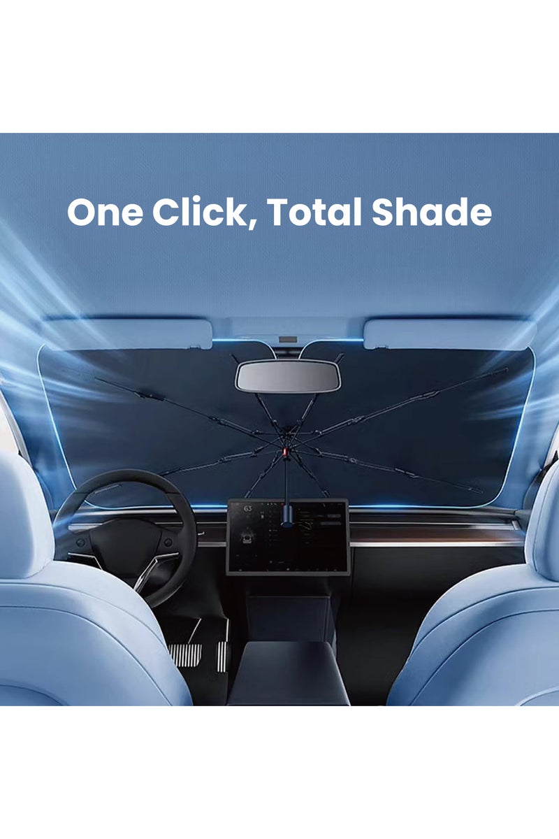 Drip Umbrella Car Windshield Sunshade, Large Size – Foldable Umbrella-Style Sun Shade for Windshield, Blocks UV Rays & Reduces Interior Heat, Easy to Use & Store, Black - Image 4
