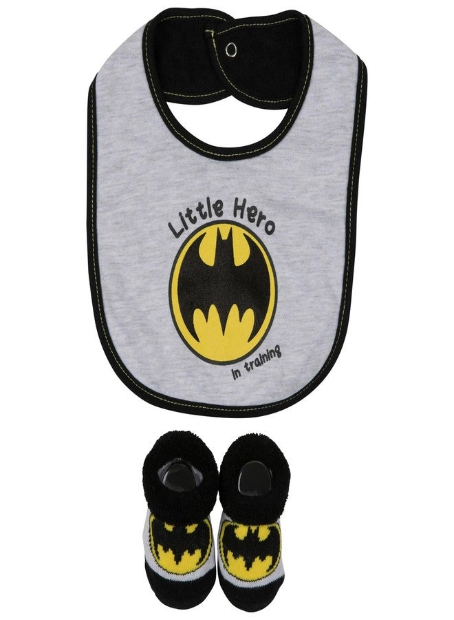 Happy Threads Batman Little Hero 2-Piece Infant Bib and Booties Set - Image 1