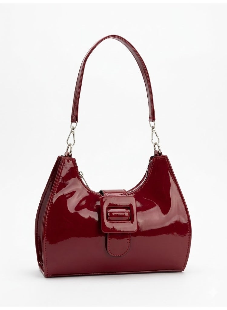 لايف ستيلاش  حقيبة كتف جلد لامع ZC-9 - نبيتي - Image 1