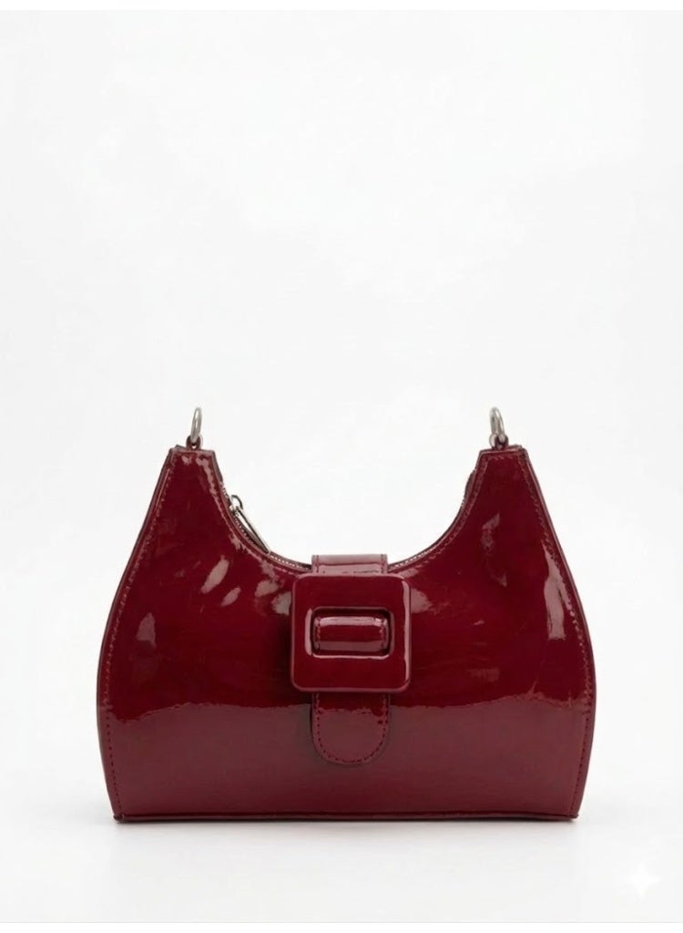 لايف ستيلاش  حقيبة كتف جلد لامع ZC-9 - نبيتي - Image 3