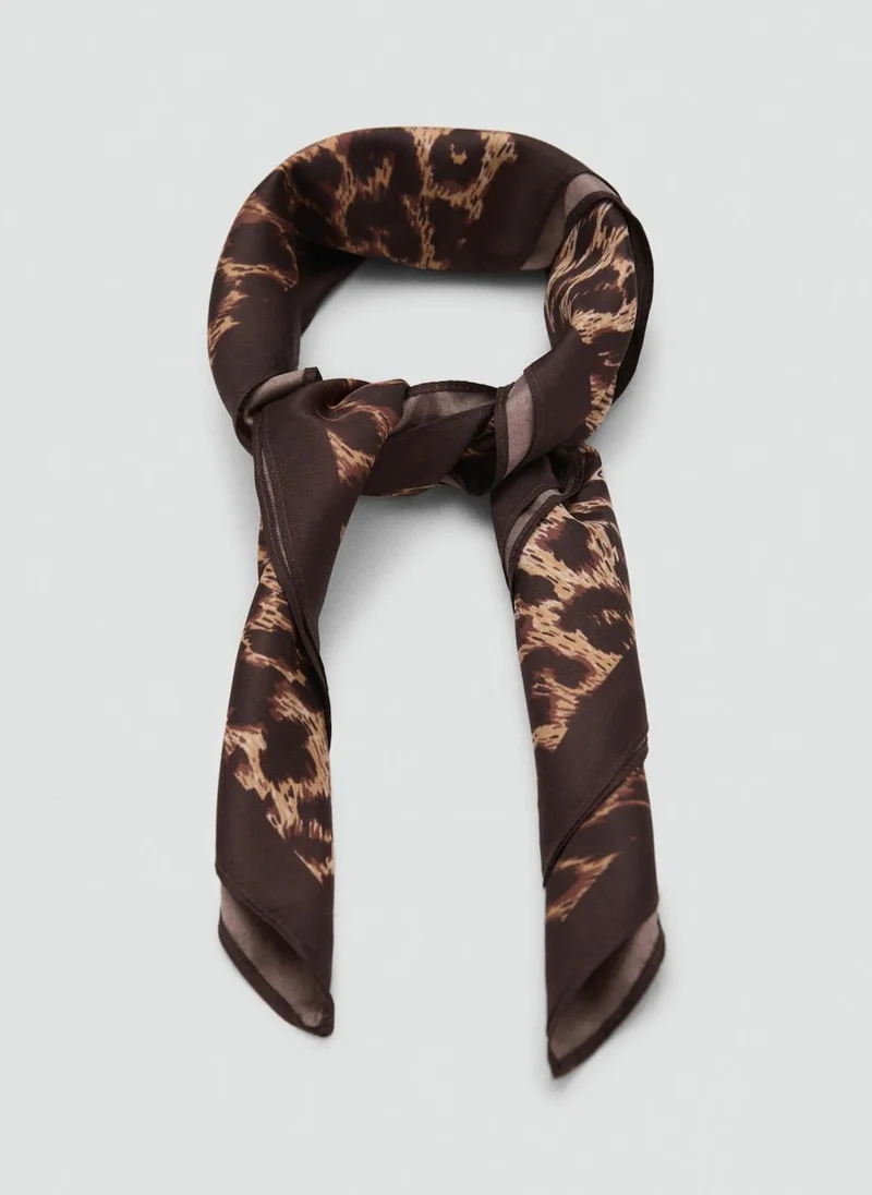 مانجو Animal-Print Satin Scarf