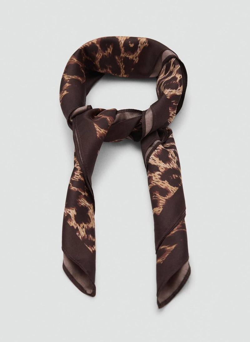 MANGO Animal-Print Satin Scarf  - Image 2