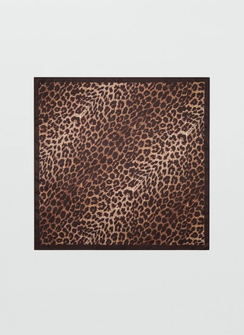 مانجو Animal-Print Satin Scarf