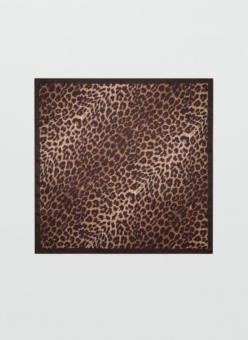 MANGO Animal-Print Satin Scarf  - Image 1