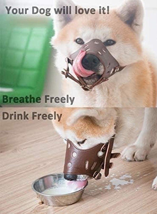 Fondle Adjustable Dog Muzzle, Brown Rexin Leather, Medium Size, Prevents Biting and Barking, Breathable Basket Design, 15x12x8 cm, 90g - Image 2