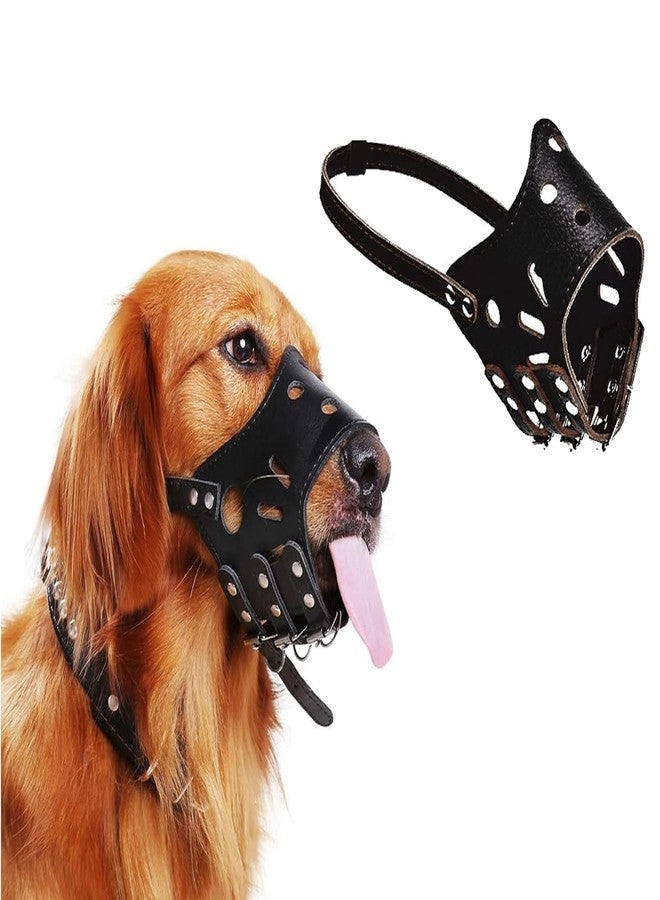 Fondle Adjustable Dog Muzzle, Brown Rexin Leather, Medium Size, Prevents Biting and Barking, Breathable Basket Design, 15x12x8 cm, 90g - Image 1