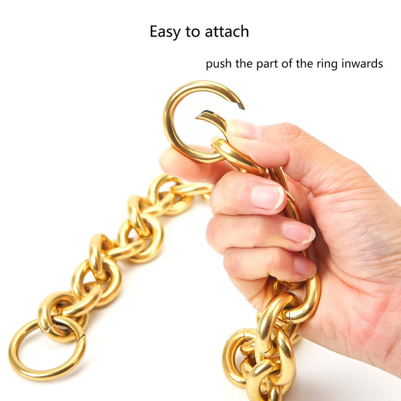 Xiazw Fashionable Heavy Aluminum O Shape Metal Purse Chains Handle Shoulder Straps Replacement for Women's Handbags,Shoulder Bag (Antique Gold) - Image 4