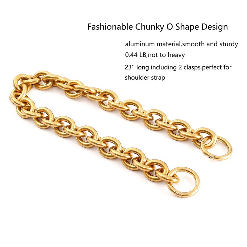 Xiazw Fashionable Heavy Aluminum O Shape Metal Purse Chains Handle Shoulder Straps Replacement for Women's Handbags,Shoulder Bag (Antique Gold) - Image 2