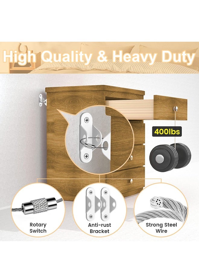 Furniture Anchors for Baby Proofing & Pet Protecting, Furniture Straps Anti Tip Furniture Wall Anchor Securing 400 lbs/Keep Baby Pet Safety from Falling Furniture, Earthquake Straps - Image 3